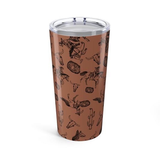 Western Cowboy Tumbler 20oz - Rustic Horse Design, Adventure Lover's Travel Mug