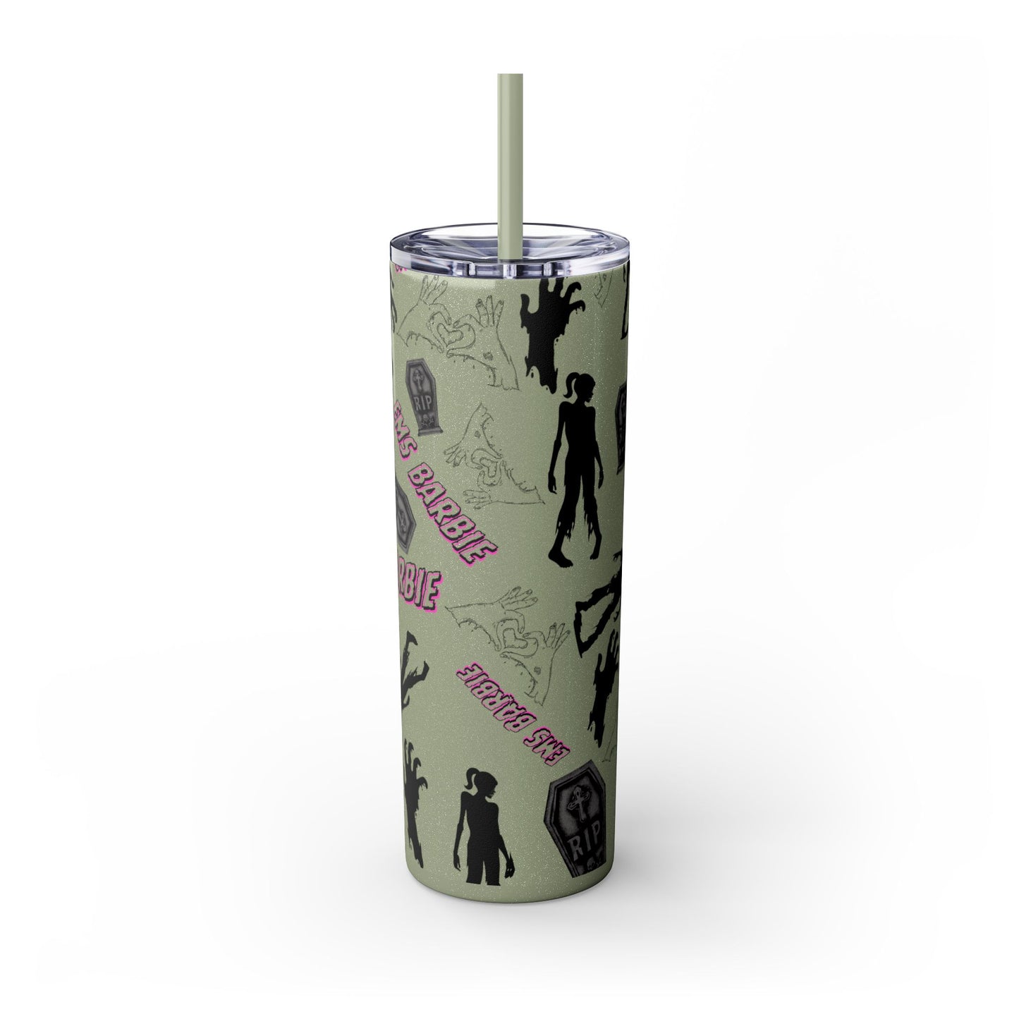 EMS Barbie Skinny Tumbler with Straw | EMS Travel Cup | zombie Drinkware| EMT Gift |Horror Movie Lover Cup