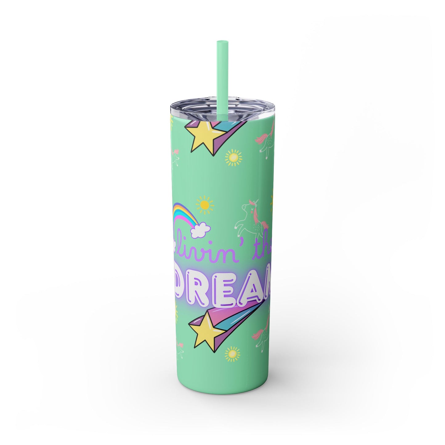 Living the Dream Skinny Tumbler with Straw - 20oz Inspirational Drinkware funny gift for nurses, EMT’s, paramedics, teachers