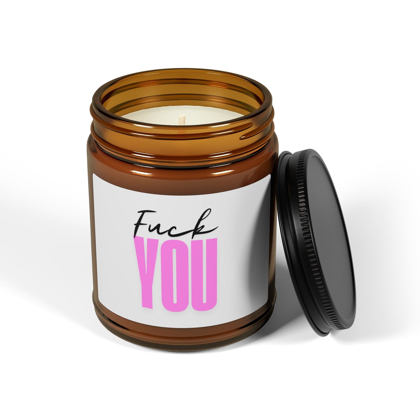 Scented Soy Candle - 'Fuck You' Amber Jar, Perfect Gift for Friends & Sassy Occasions