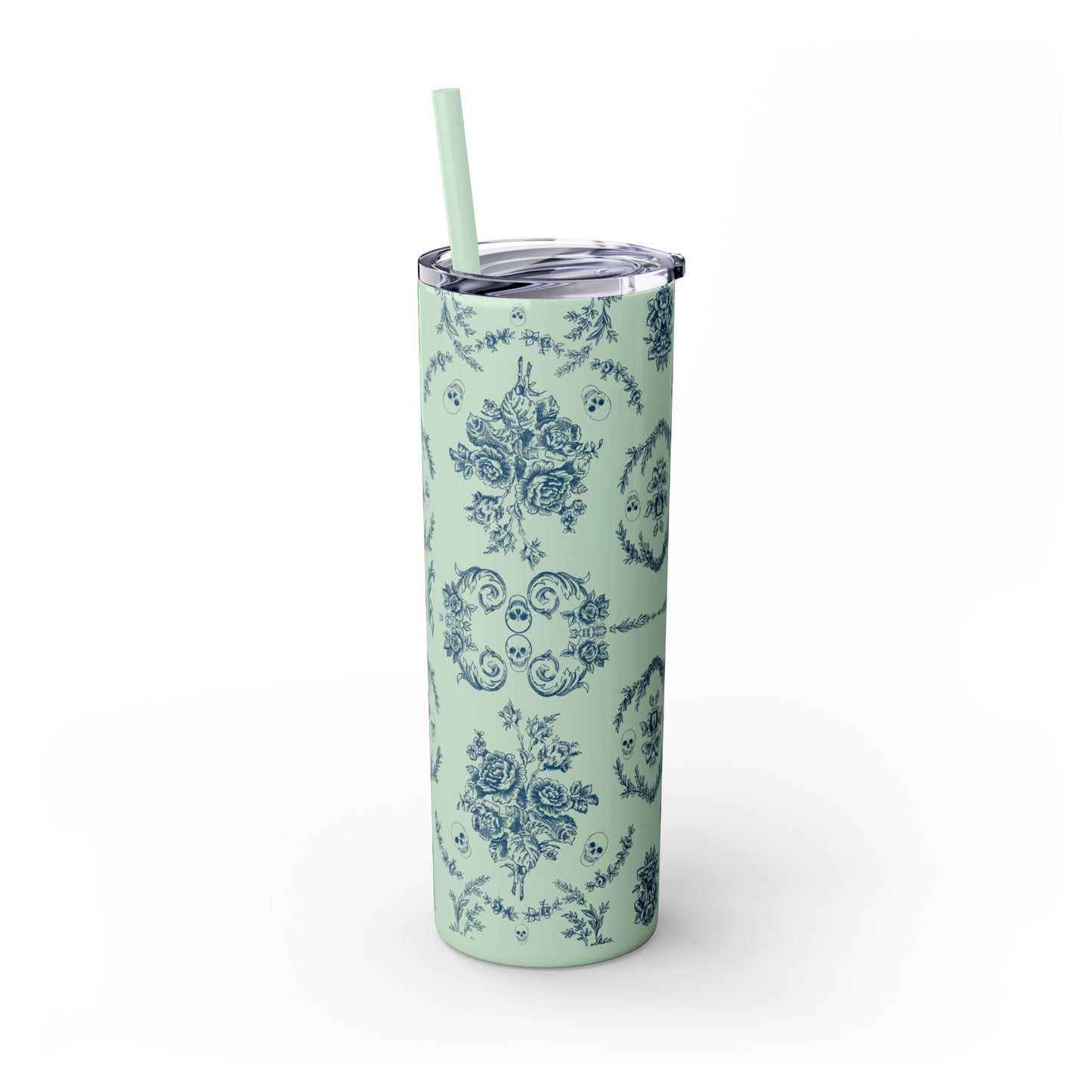 Old Money Halloween Floral Skinny Tumbler with Straw, 20oz | Perfect for Coffee, Tea, Smoothies, Eco-Friendly Drinkware, Gift Idea