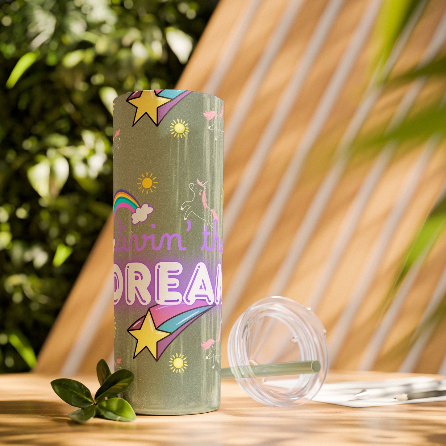 Living the Dream Skinny Tumbler with Straw - 20oz Inspirational Drinkware funny gift for nurses, EMT’s, paramedics, teachers