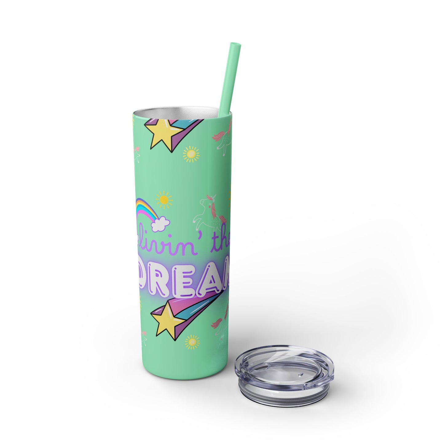 Living the Dream Skinny Tumbler with Straw - 20oz Inspirational Drinkware funny gift for nurses, EMT’s, paramedics, teachers