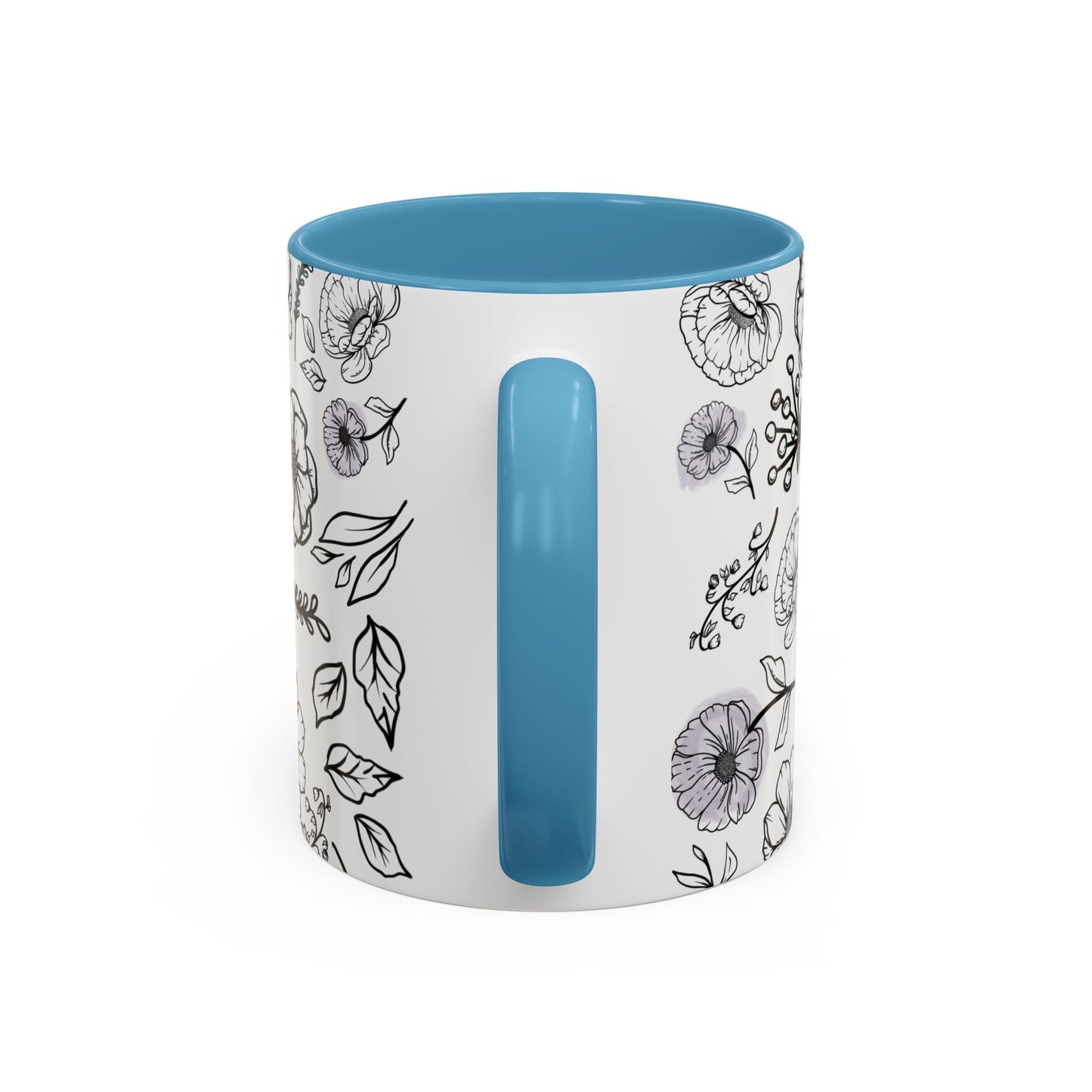 Handdrawn Floral Garden Coffee Mug - 11 & 15oz Black & White Design