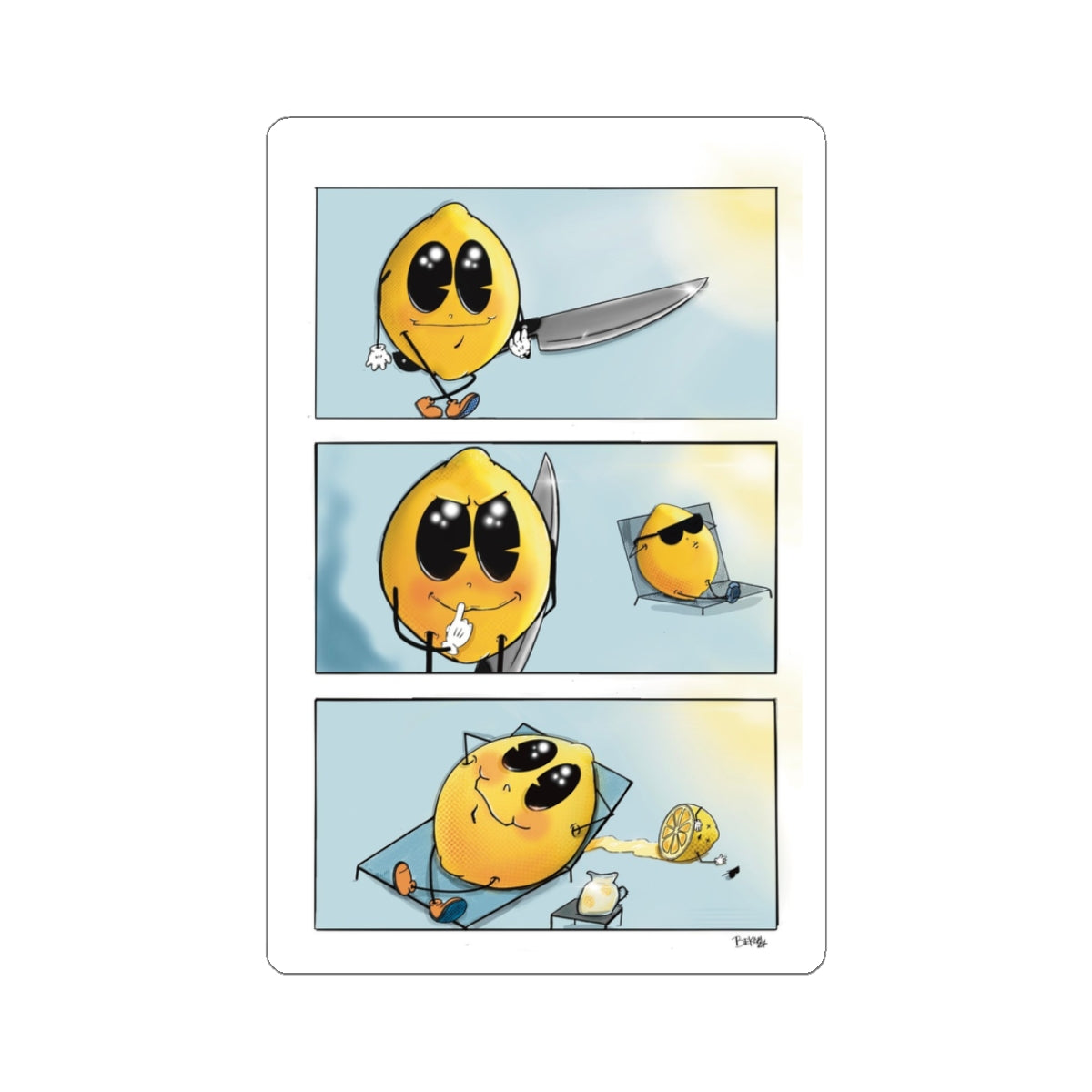 Funny Cartoon Lemon Kiss-Cut Stickers – Perfect for Laptop, Water Bottle & More!
