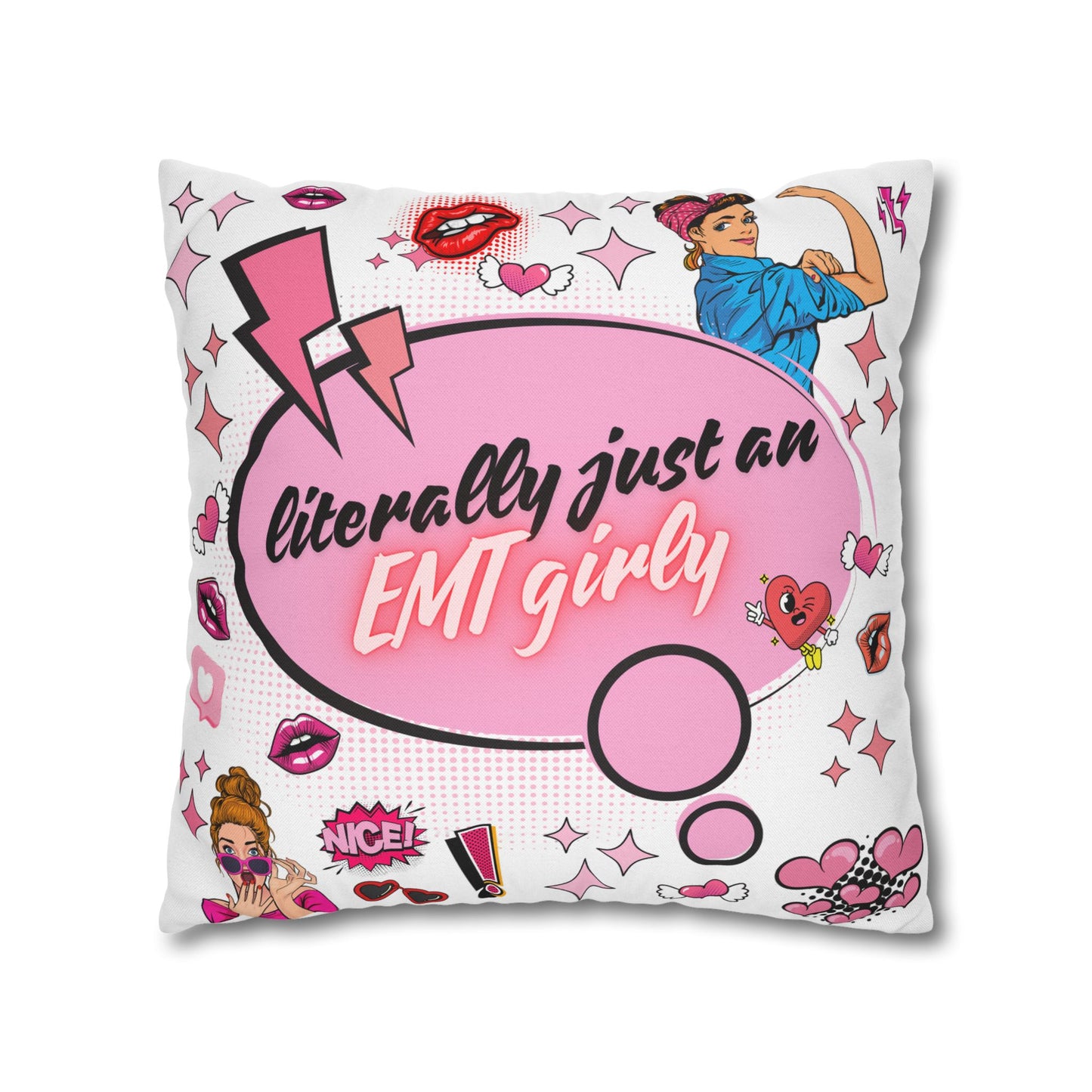Literally Just an EMT Girly Pillowcase, Fun Decor, Gift for EMTs, Hospital Decor, Nursing Home Accent, Quirky Home Decor