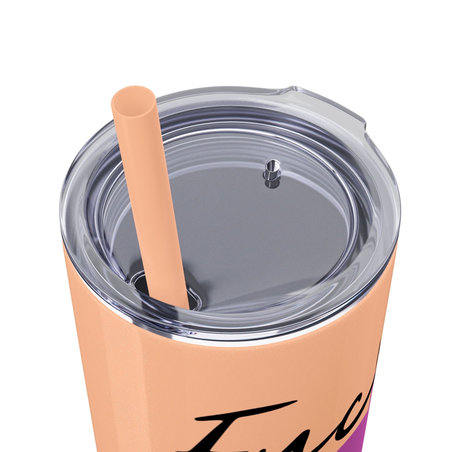 Funny 20oz Skinny Tumbler with Straw - "Fuck You" Design