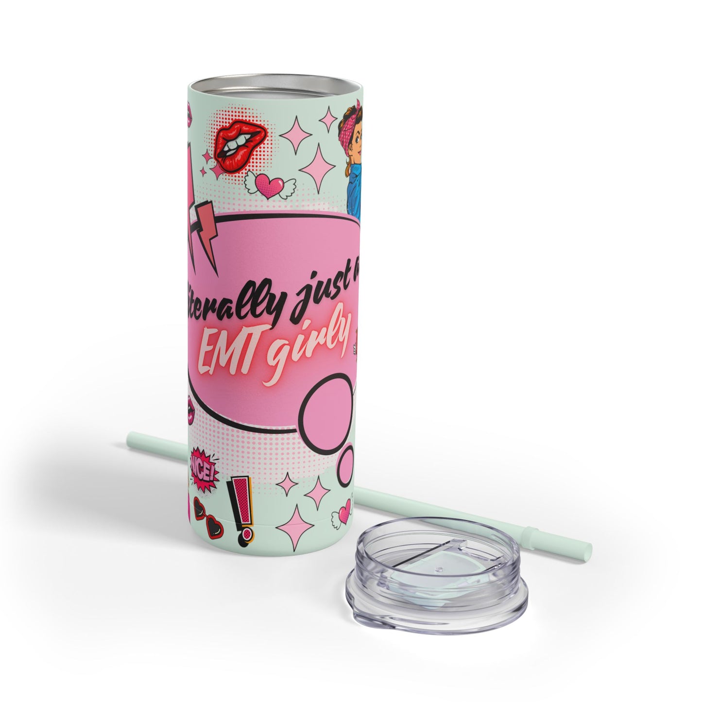 EMT Girly Skinny Tumbler - 20oz Matte Drinkware for Medical Professionals