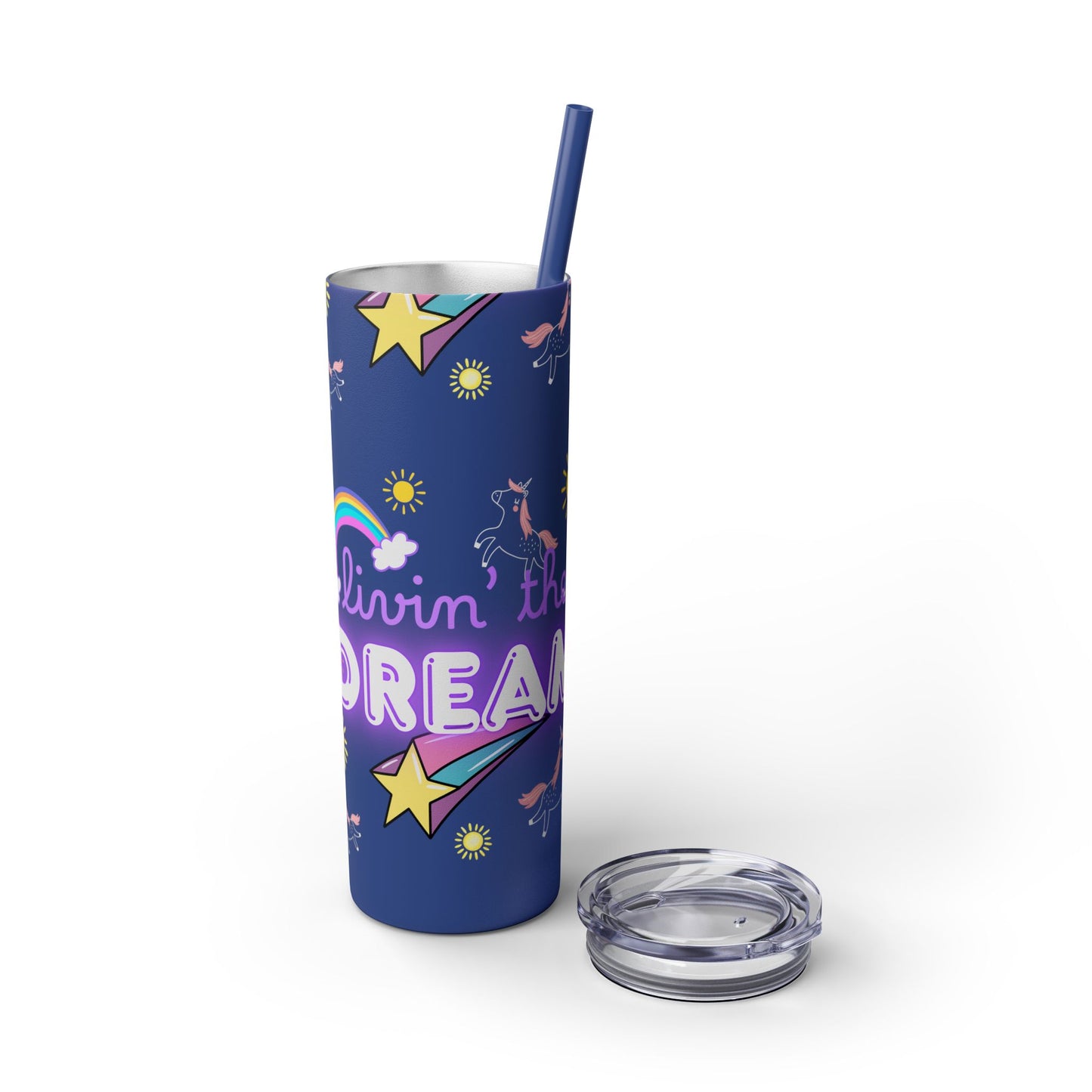 Living the Dream Skinny Tumbler with Straw - 20oz Inspirational Drinkware funny gift for nurses, EMT’s, paramedics, teachers
