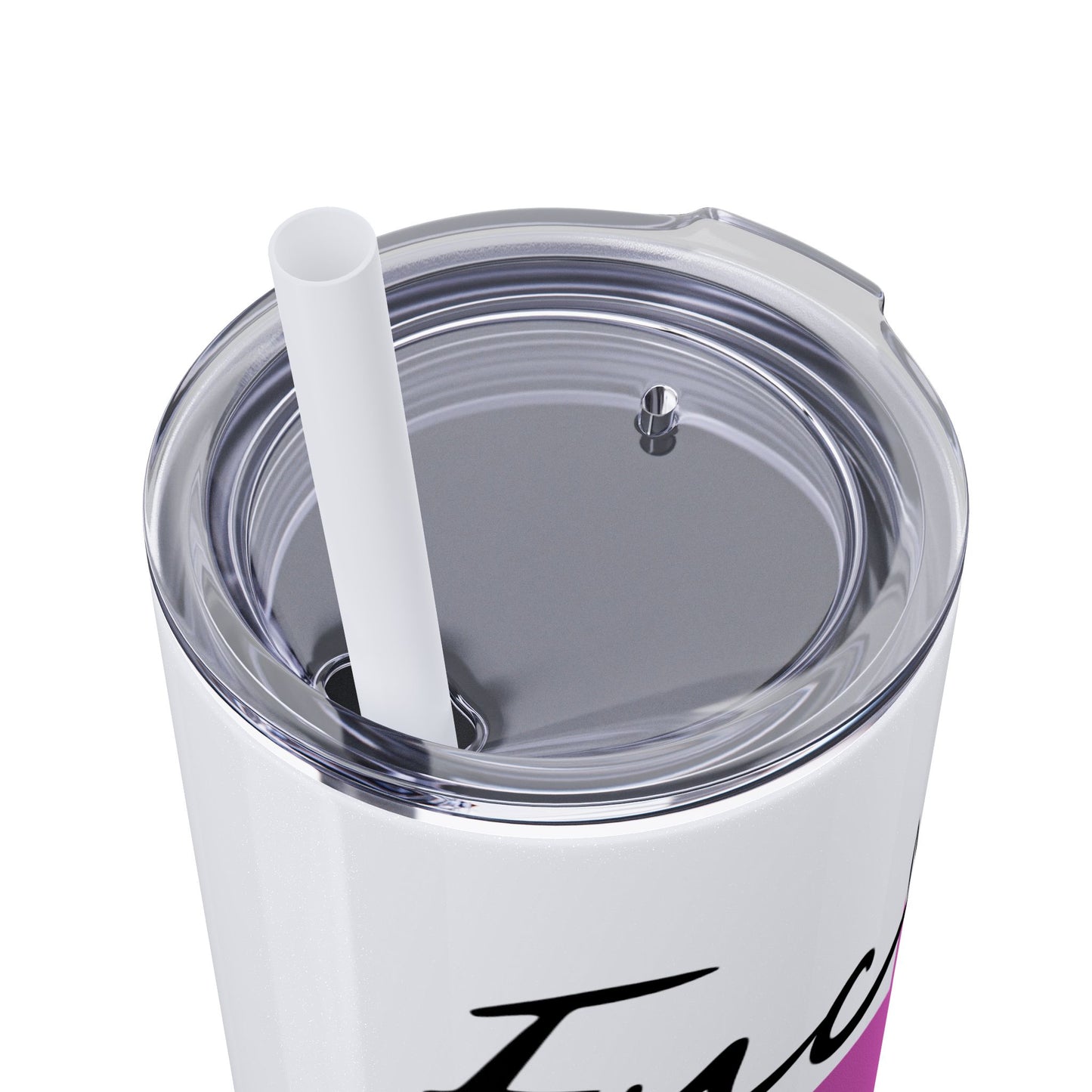Funny 20oz Skinny Tumbler with Straw - "Fuck You" Design