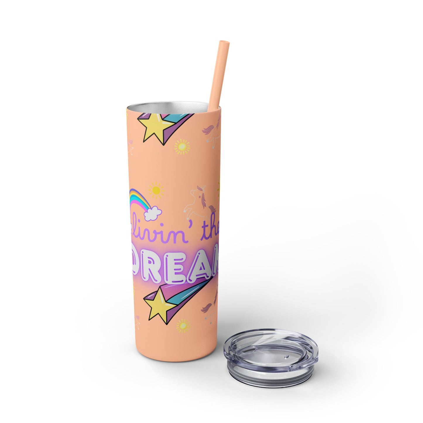 Living the Dream Skinny Tumbler with Straw - 20oz Inspirational Drinkware funny gift for nurses, EMT’s, paramedics, teachers