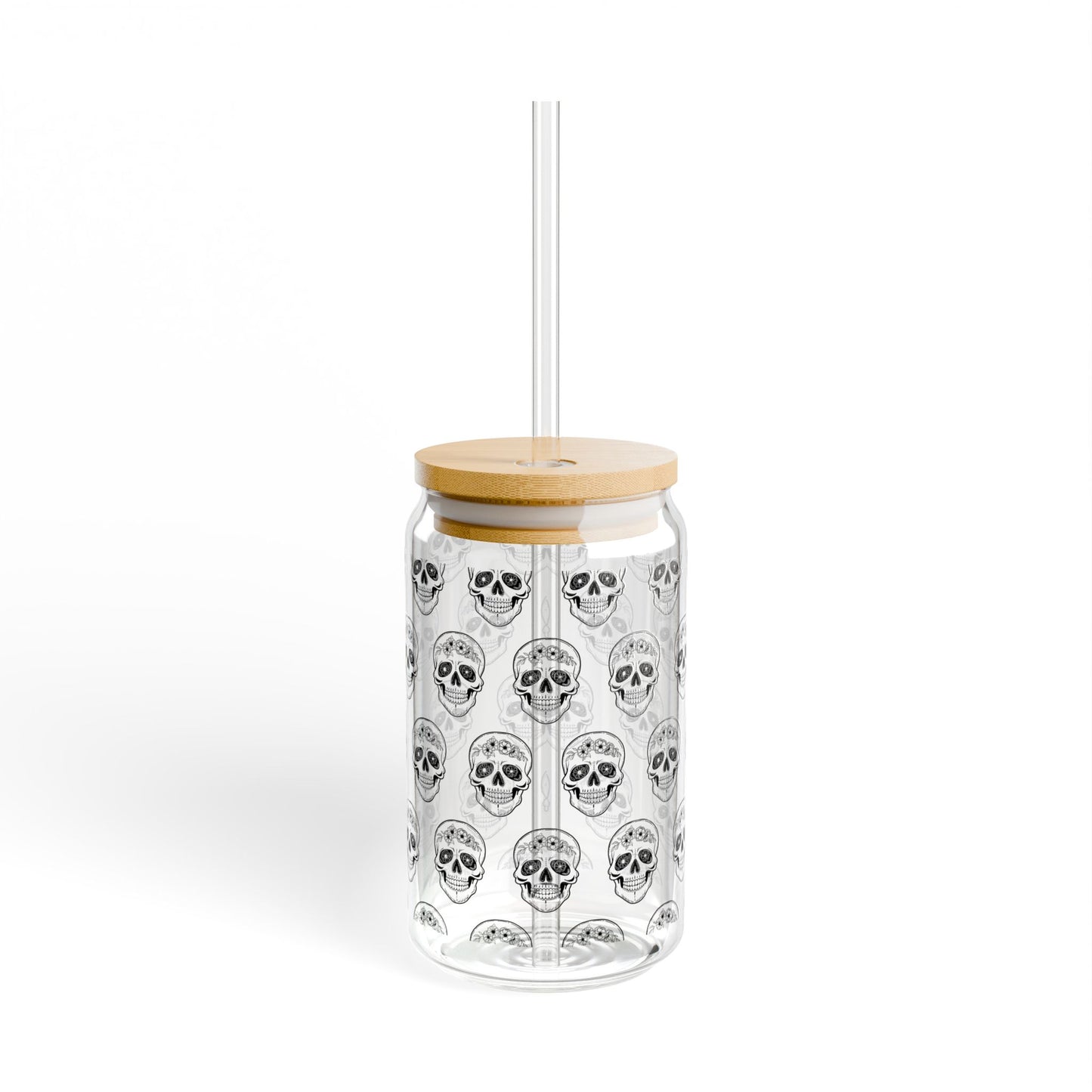 Sugar skull Sipper Glass - 16oz Halloween Beverage Container