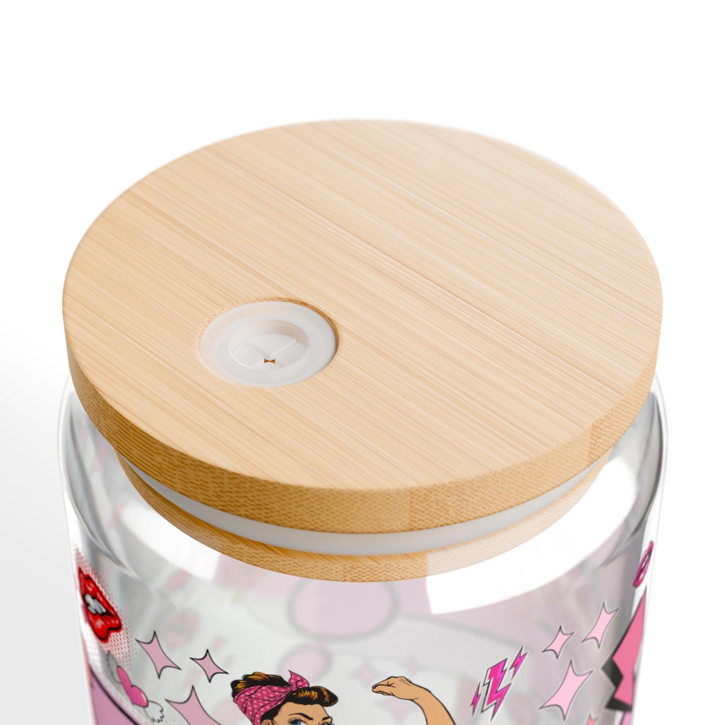 Fun EMT Girly Sipper Glass - 16oz with Bamboo Lid and Straw