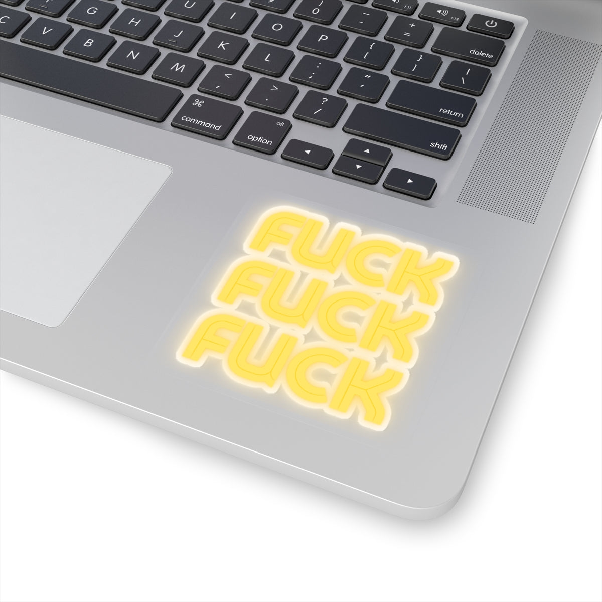 Bold Yellow Kiss-Cut Stickers – "FUCK" Design for Laptop & Decor