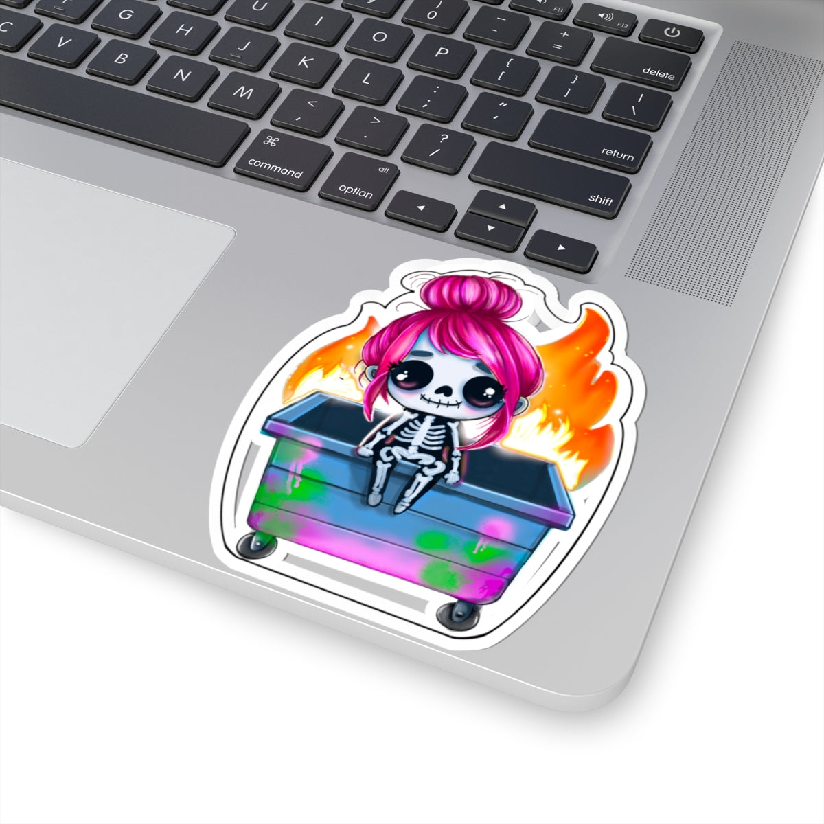 Sassy Skeleton Girl Kiss-Cut Stickers - Edgy and Fun for Your Laptop, Water Bottles, and More!