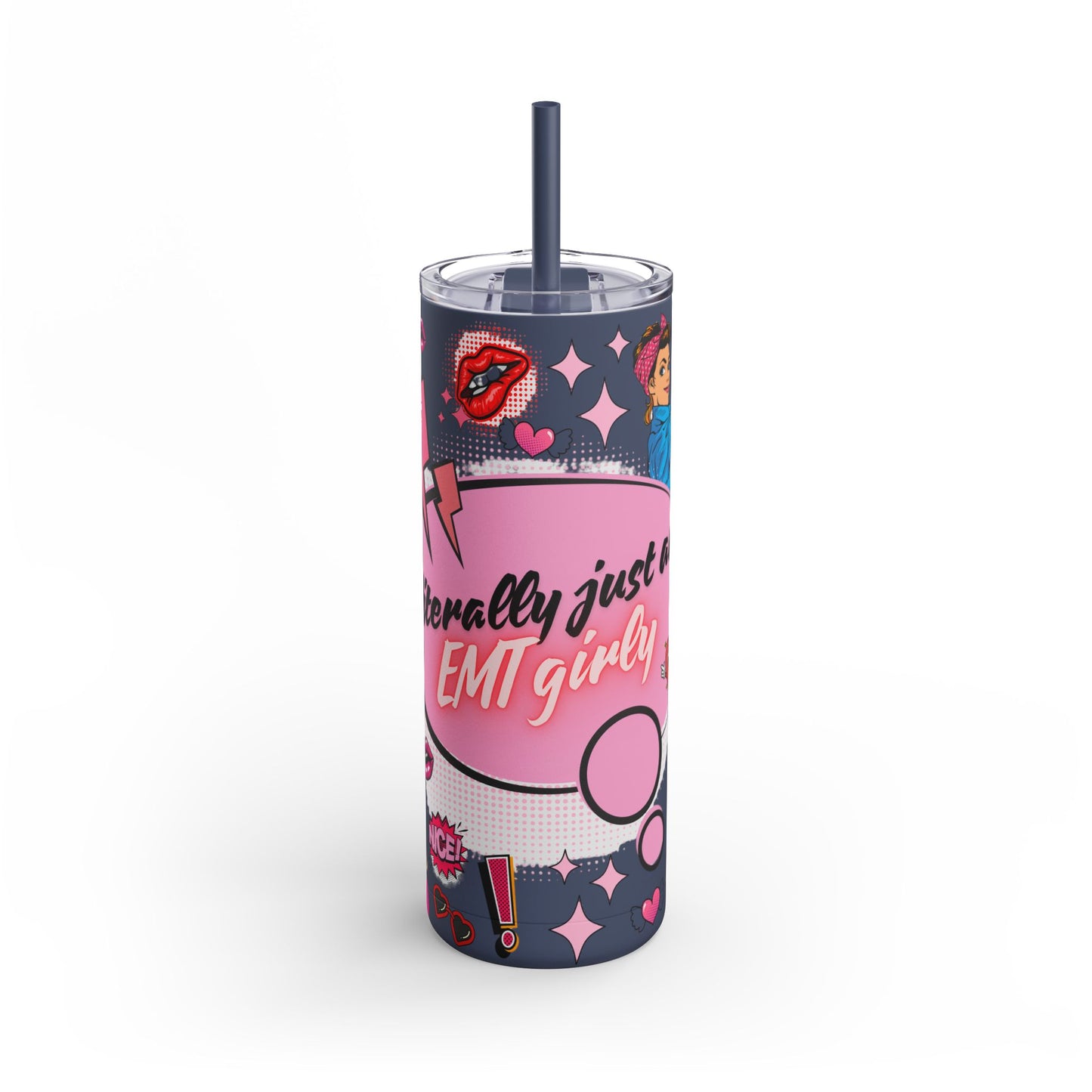 EMT Girly Skinny Tumbler - 20oz Matte Drinkware for Medical Professionals
