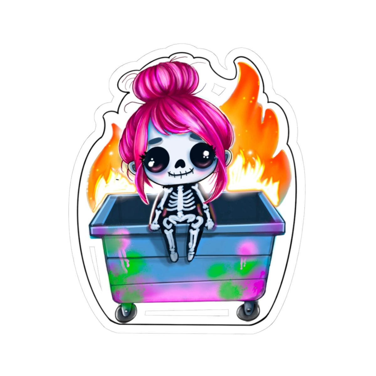 Sassy Skeleton Girl Kiss-Cut Stickers - Edgy and Fun for Your Laptop, Water Bottles, and More!
