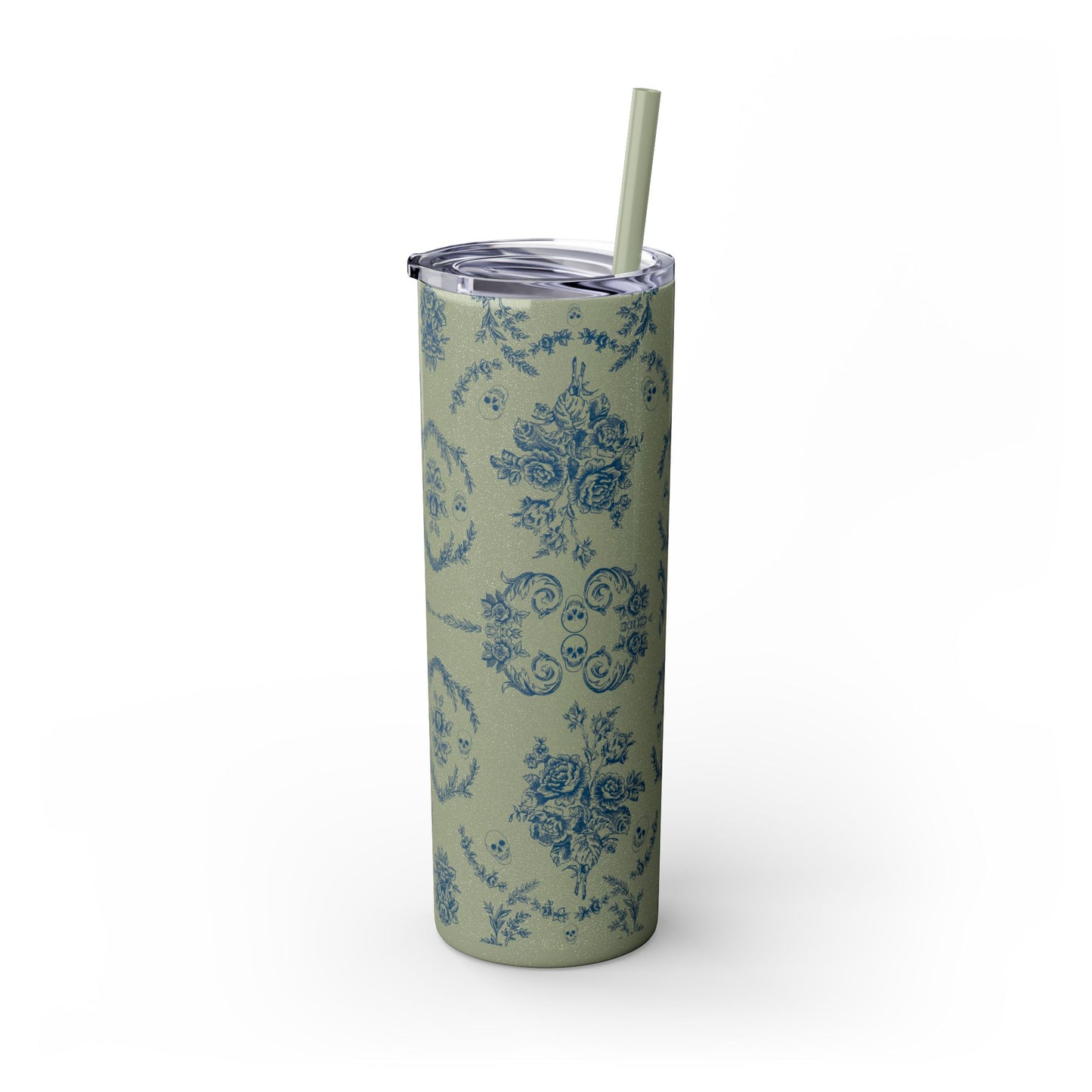 Old Money Halloween Floral Skinny Tumbler with Straw, 20oz | Perfect for Coffee, Tea, Smoothies, Eco-Friendly Drinkware, Gift Idea