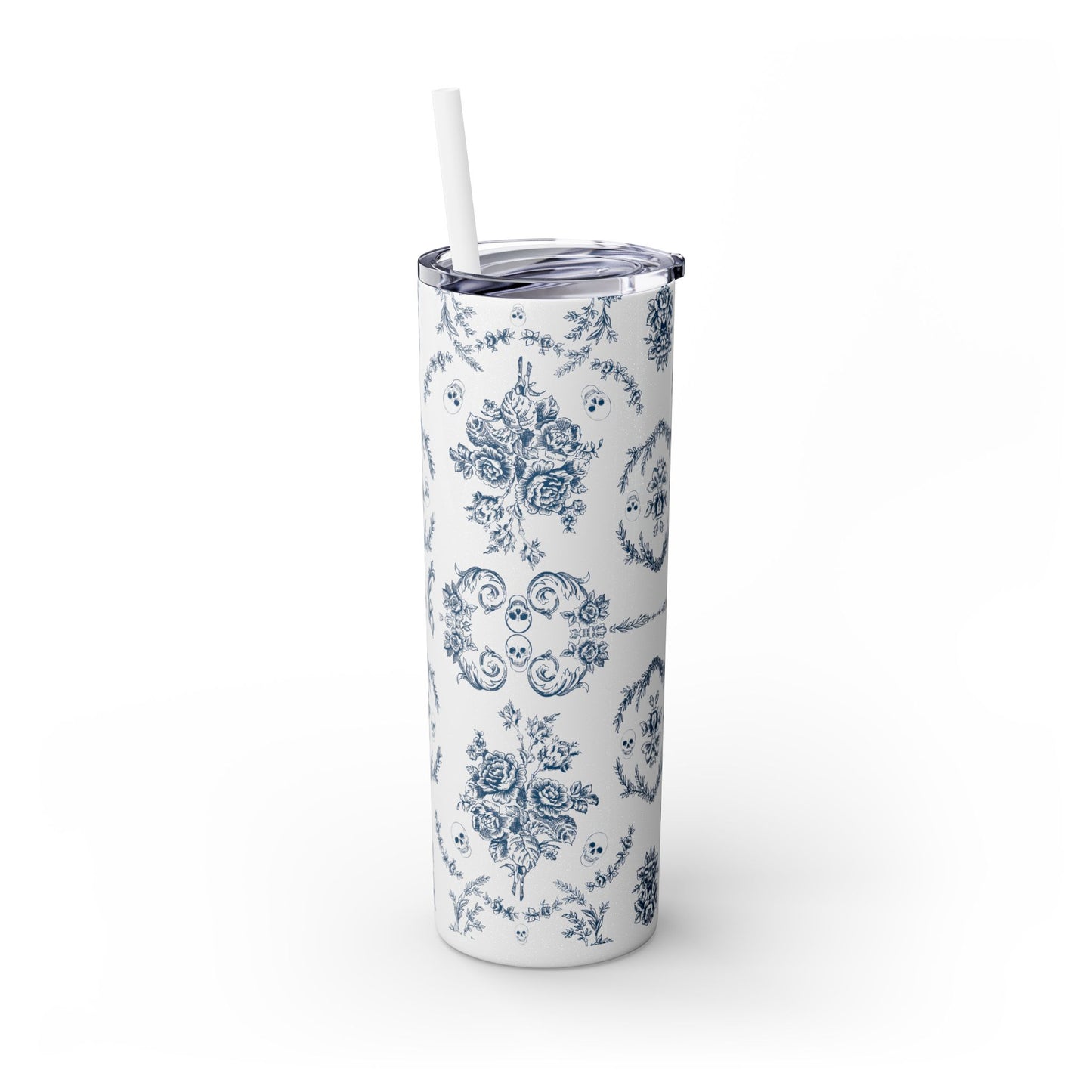 Old Money Halloween Floral Skinny Tumbler with Straw, 20oz | Perfect for Coffee, Tea, Smoothies, Eco-Friendly Drinkware, Gift Idea