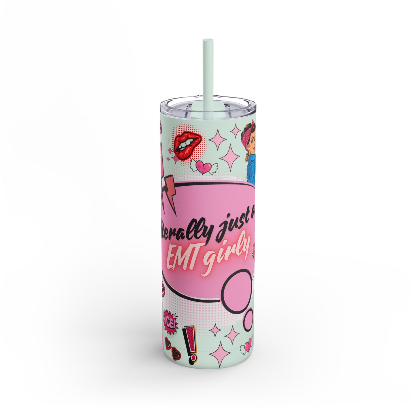 EMT Girly Skinny Tumbler - 20oz Matte Drinkware for Medical Professionals