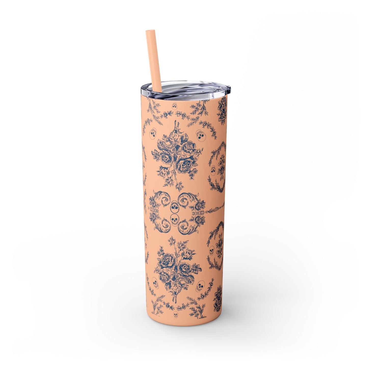 Old Money Halloween Floral Skinny Tumbler with Straw, 20oz | Perfect for Coffee, Tea, Smoothies, Eco-Friendly Drinkware, Gift Idea