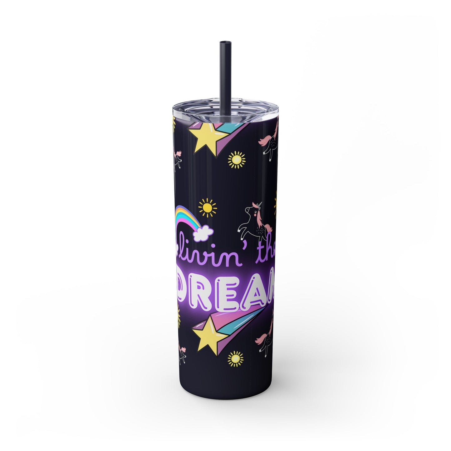 Living the Dream Skinny Tumbler with Straw - 20oz Inspirational Drinkware funny gift for nurses, EMT’s, paramedics, teachers