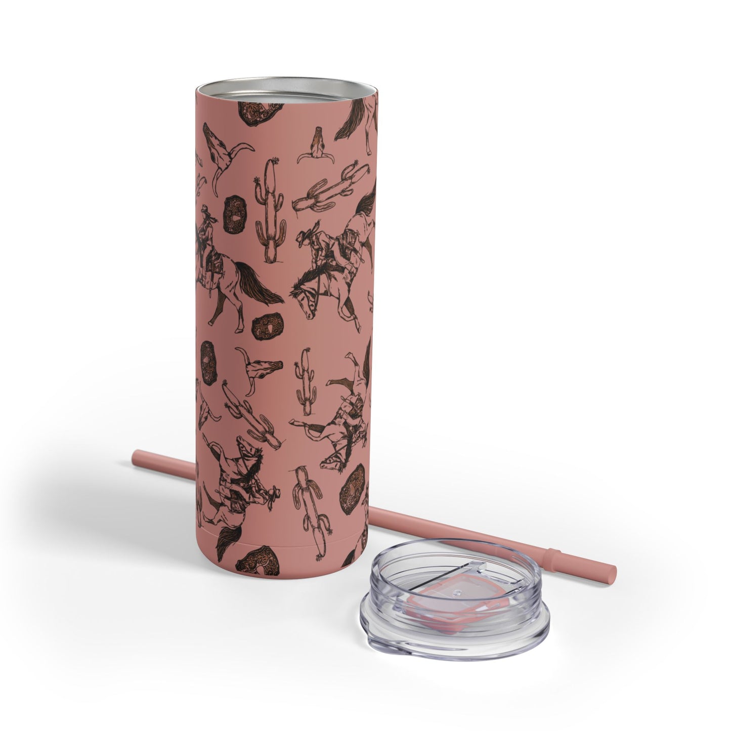 Wild West Adventure Tumbler - 20oz Matte Skinny Travel Mug with Cactus & Cowboy Design