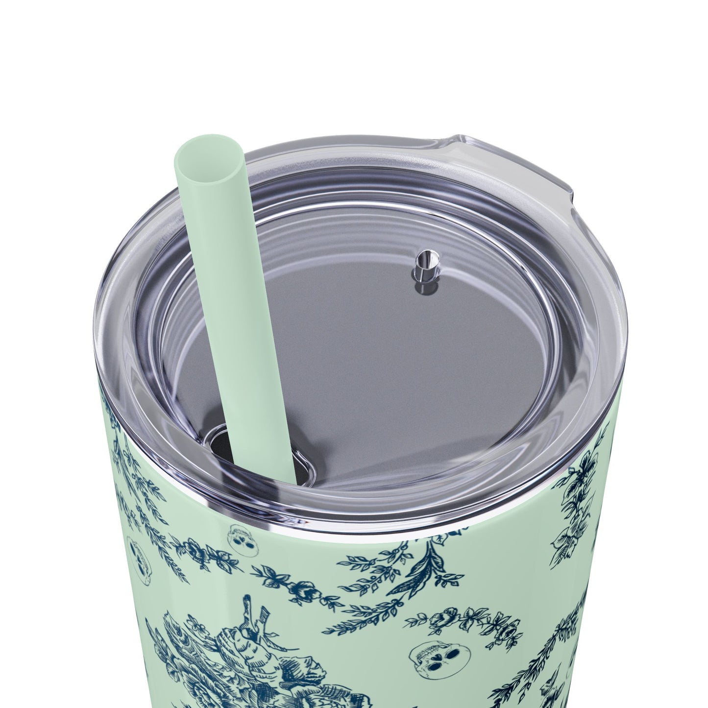 Old Money Halloween Floral Skinny Tumbler with Straw, 20oz | Perfect for Coffee, Tea, Smoothies, Eco-Friendly Drinkware, Gift Idea