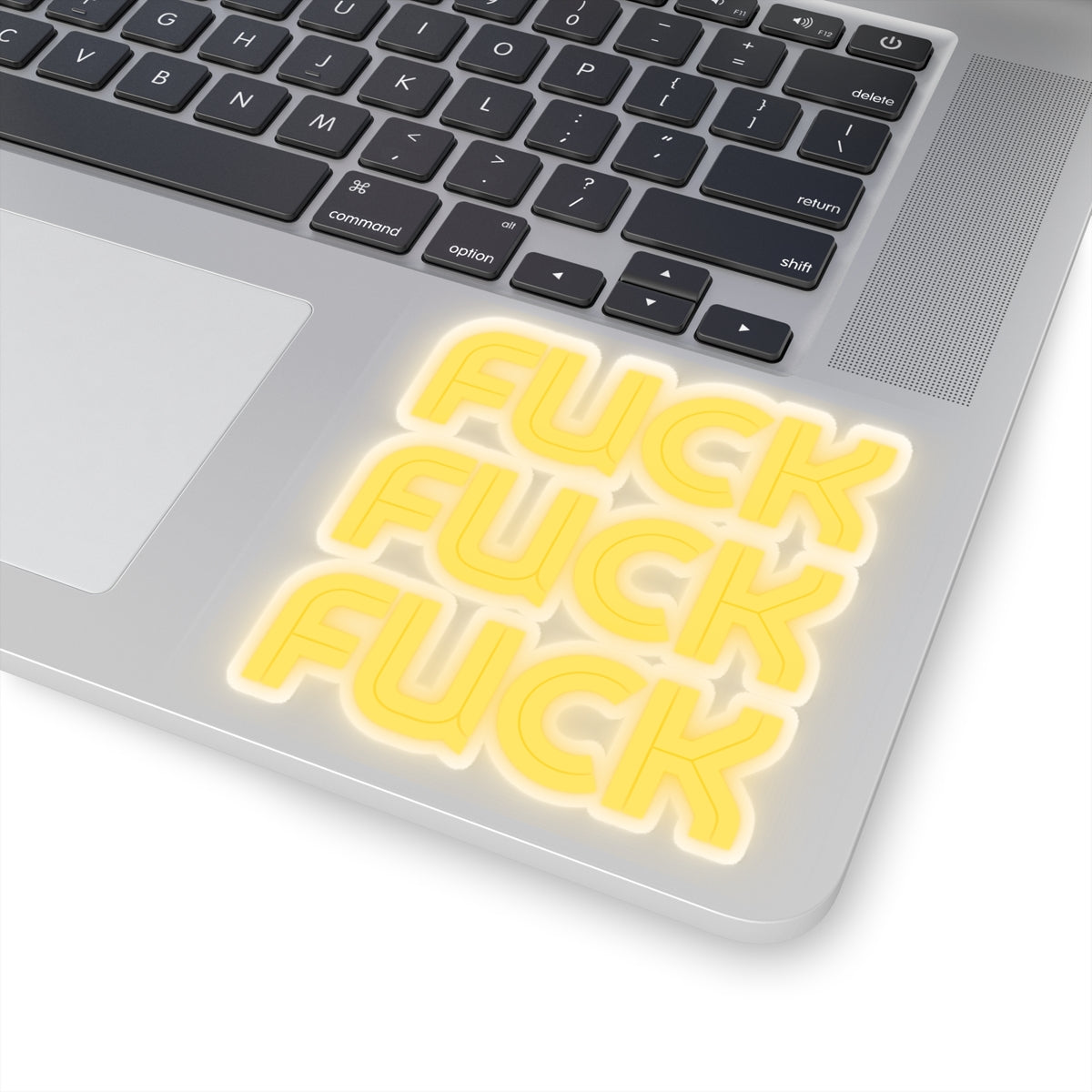 Bold Yellow Kiss-Cut Stickers – "FUCK" Design for Laptop & Decor